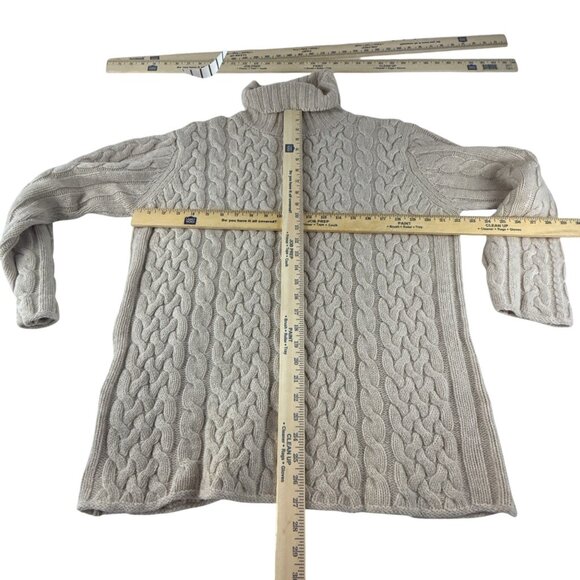 Valerie Stevens Lambswool Cable Knit Turtleneck Sweater Gray Pullover Women's - Picture 7 of 8